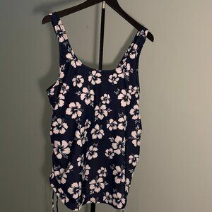 BloomChic Women's Floral Print Adjustable Drawstring Swim Tankini Size 14/16